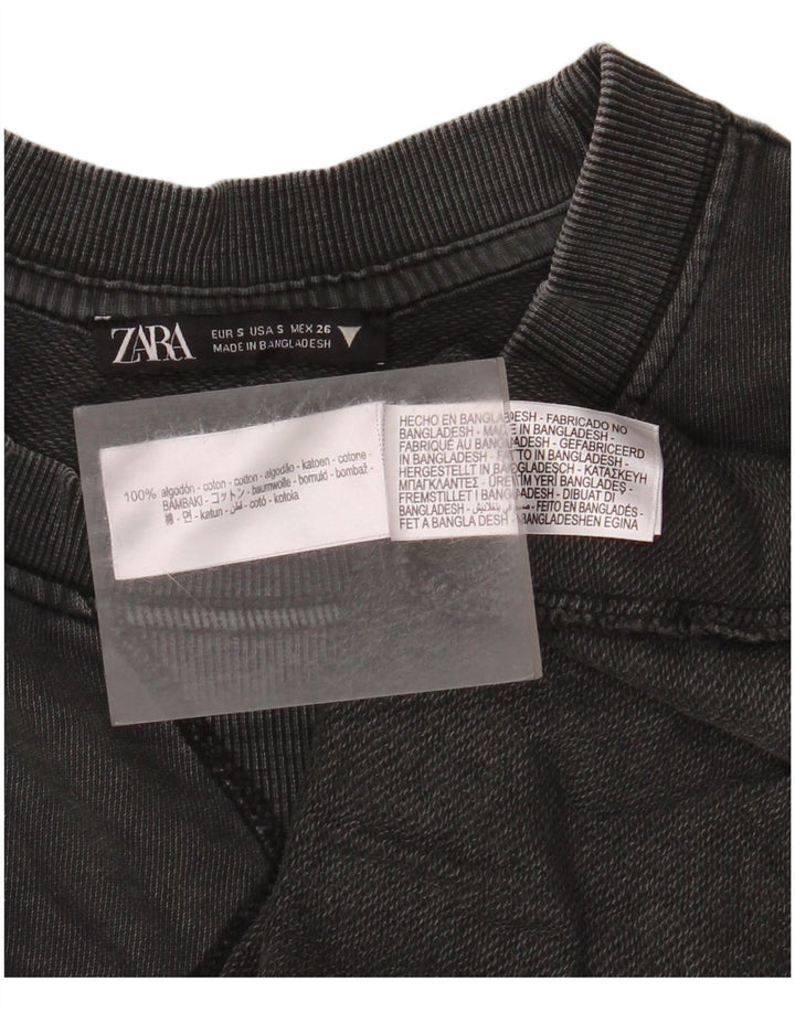 Zara Womens Oversized T-Shirt Top UK 10 Small Grey Cotton