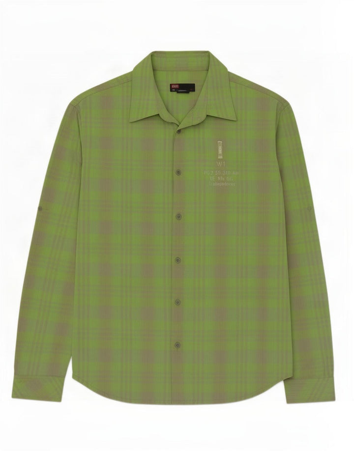 Diesel Mens Shirt XL Green Check Cotton
