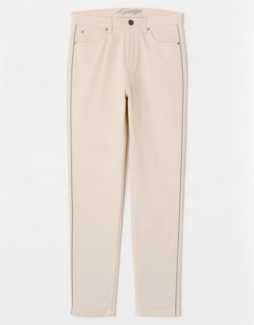 Marks & Spencer Womens Slim Casual Trousers UK 12 Medium W30 L28 White