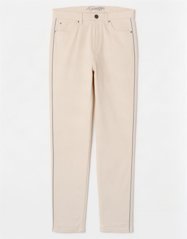Marks & Spencer Womens Slim Casual Trousers UK 12 Medium W30 L28 White