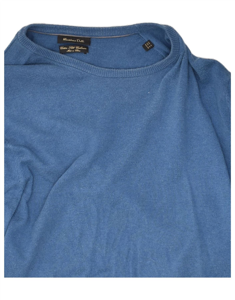 MASSIMO DUTTI Mens Crew Neck Jumper Sweater Medium Blue Cotton | Vintage Massimo Dutti | Thrift | Second-Hand Massimo Dutti | Used Clothing | Messina Hembry 