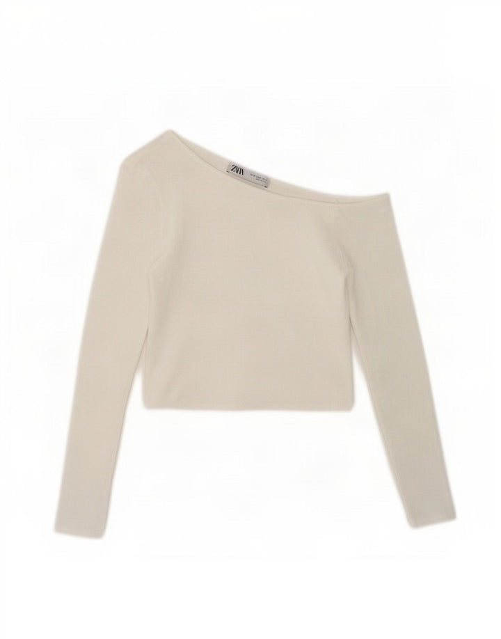 Zara Womens Crop Off Shoulder Top UK 8 Small White