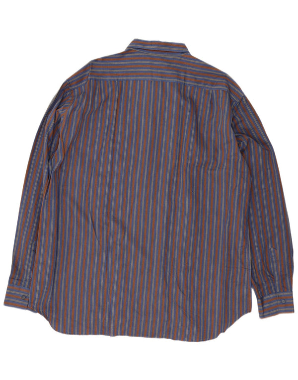 Vintage Mens Shirt Size 19 47 3XL Blue Striped Cotton