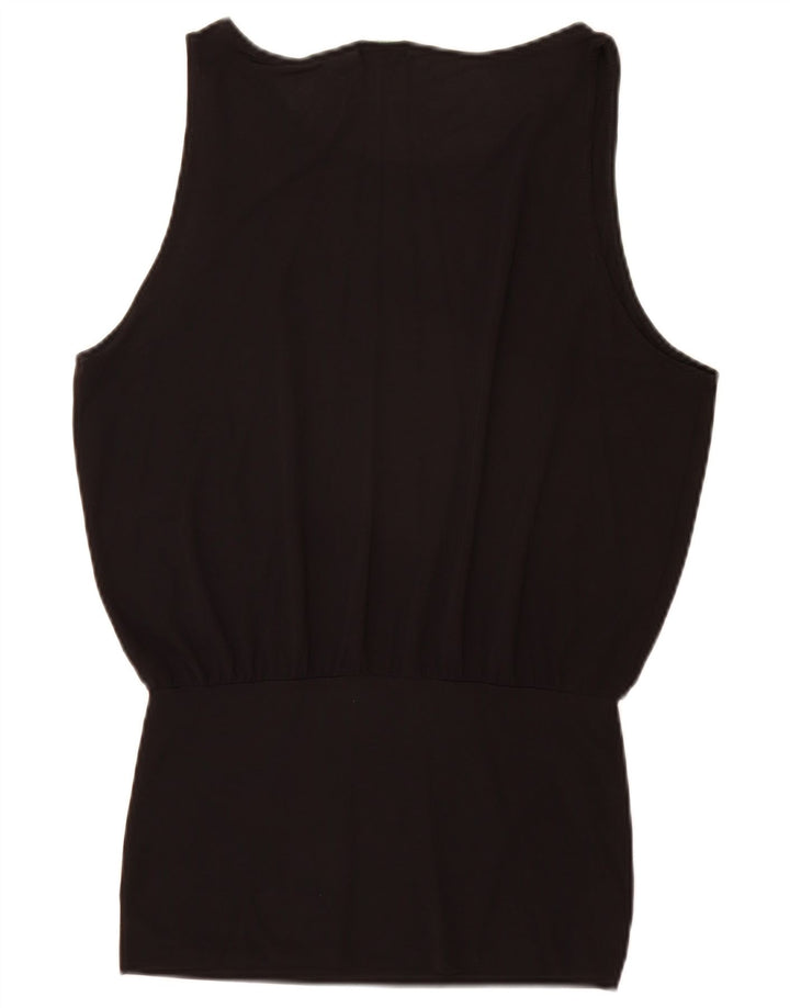 Benetton Womens Sleeveless Blouse Top UK 14 Medium Black Polyamide