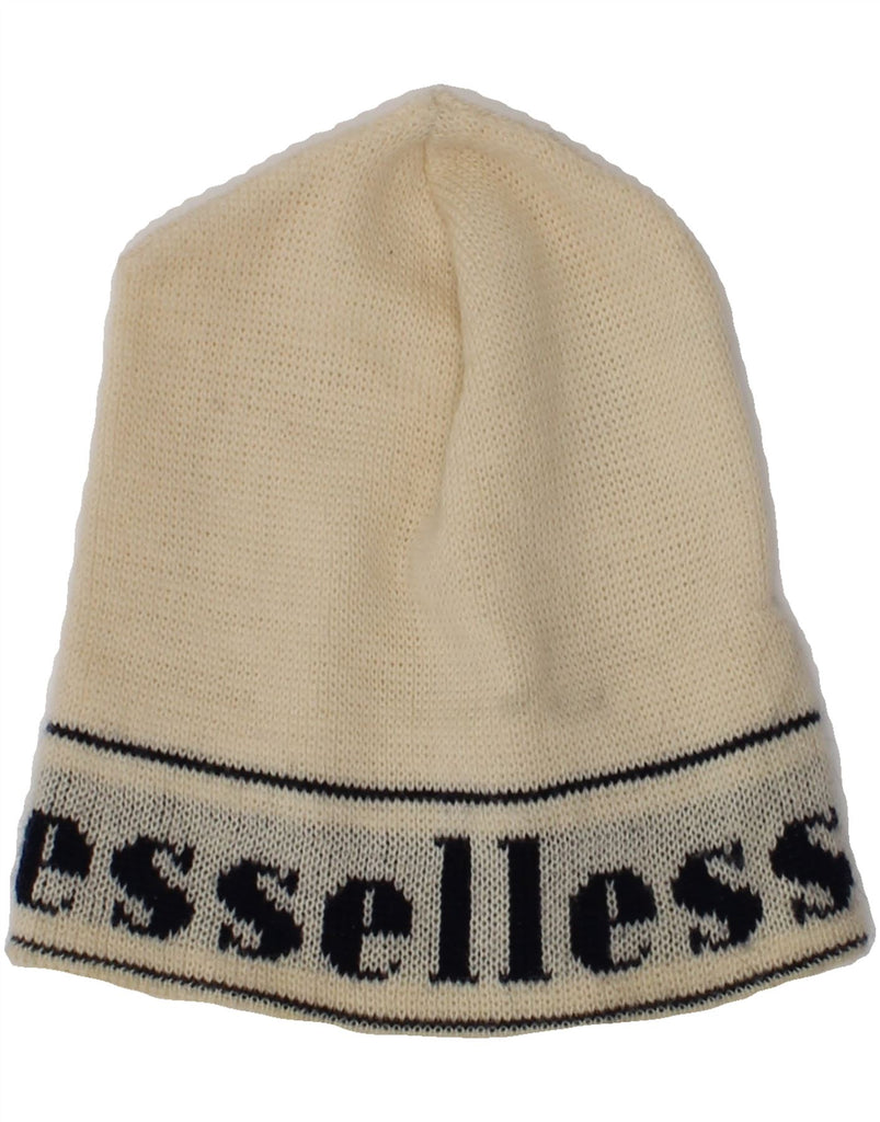 ELLESSE Mens Graphic Beanie Hat One Size Off White Virgin Wool | Vintage Ellesse | Thrift | Second-Hand Ellesse | Used Clothing | Messina Hembry 