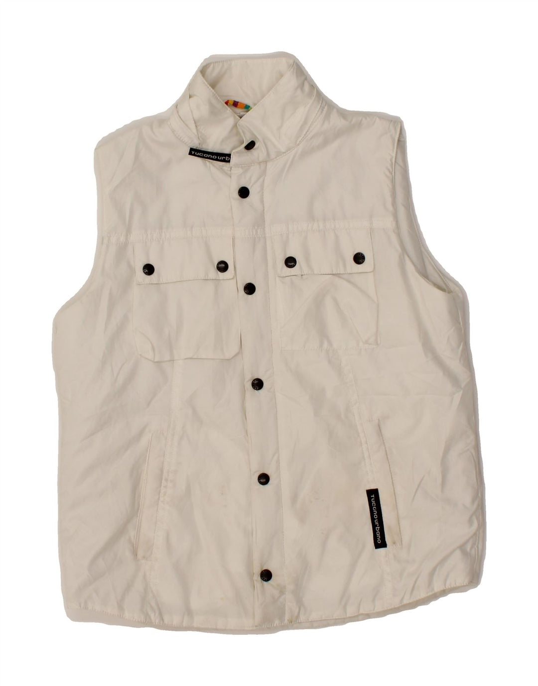 TUCANO URBANO Boys Padded Gilet 9-10 Years White Polyester Vintage Tucano Urbano and Second-Hand Tucano Urbano from Messina Hembry 