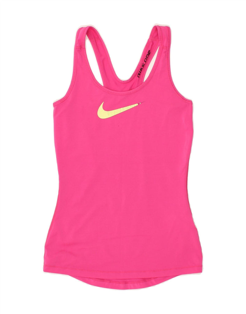 NIKE Womens Dri Fit Vest Top UK 4 XS Pink Polyester | Vintage Nike | Thrift | Second-Hand Nike | Used Clothing | Messina Hembry 