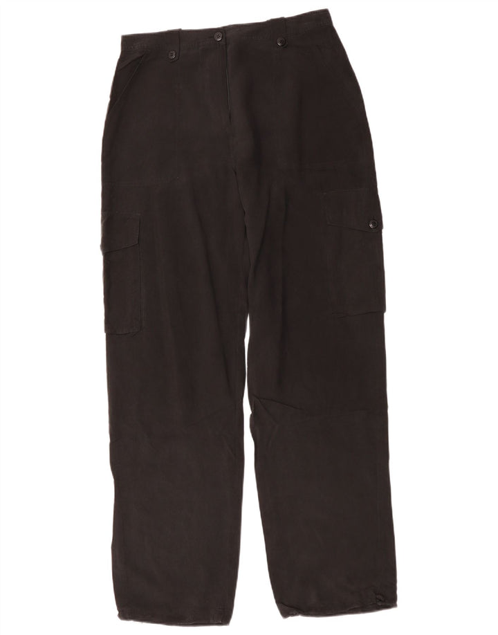 Warehouse Womens Straight Cargo Trousers UK 12 Medium W28 L31 Black Silk