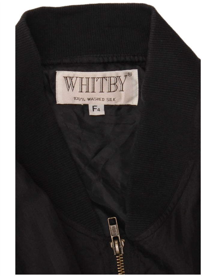 Whitby Mens Bomber Jacket UK 44 2XL Black Silk