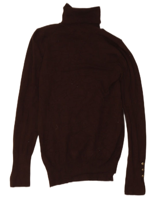 Zara Womens Roll Neck Jumper Sweater UK 12 Medium Brown Viscose