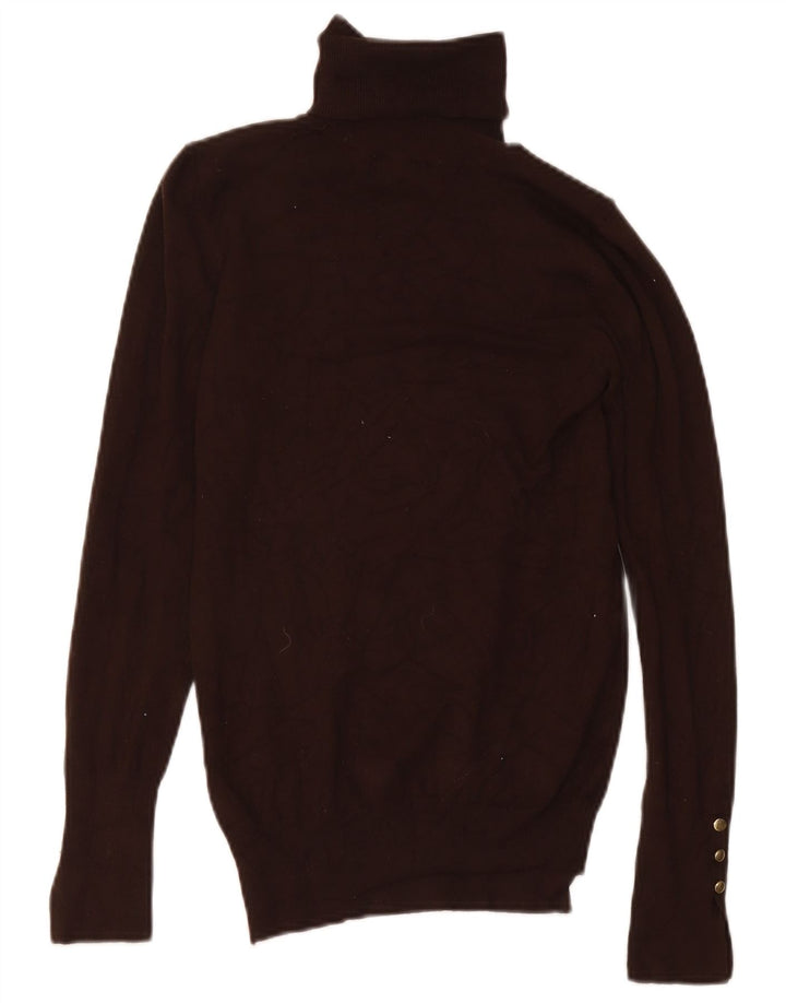 Zara Womens Roll Neck Jumper Sweater UK 12 Medium Brown Viscose