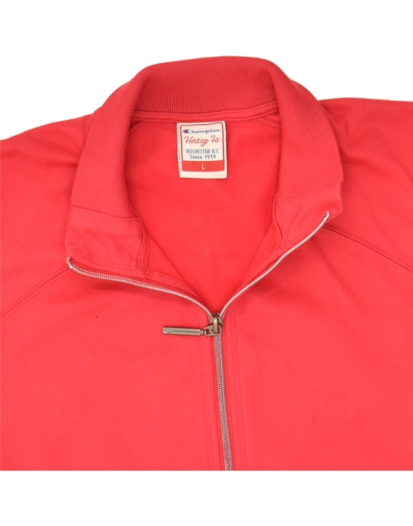 CHAMPION Womens Tracksuit Top Jacket UK 14 Large Red Polyester | Vintage Champion | Thrift | Second-Hand Champion | Used Clothing | Messina Hembry 