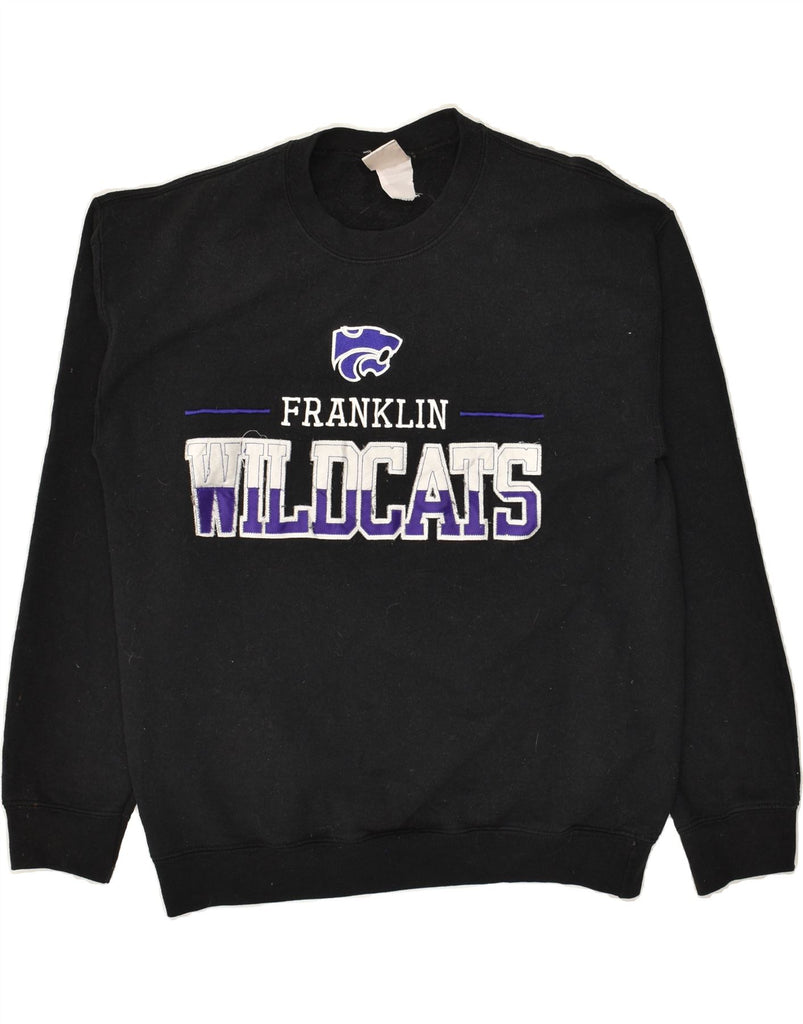 VINTAGE Womens Wildcats Graphic Sweatshirt Jumper UK 12 Medium Black | Vintage Vintage | Thrift | Second-Hand Vintage | Used Clothing | Messina Hembry 