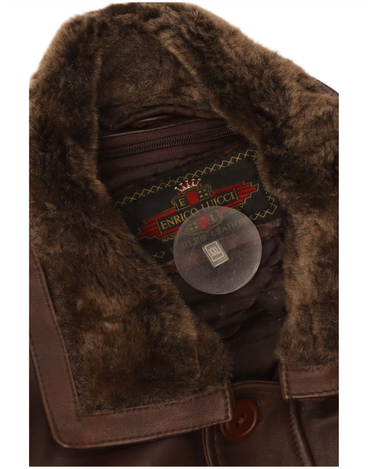 Vintage Mens Leather Jacket UK 44 2XL Brown Leather