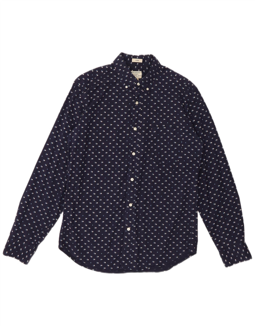 J. Crew Mens Slim Shirt Medium Navy Blue Floral Cotton