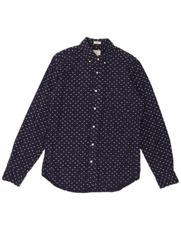 J. Crew Mens Slim Shirt Medium Navy Blue Floral Cotton