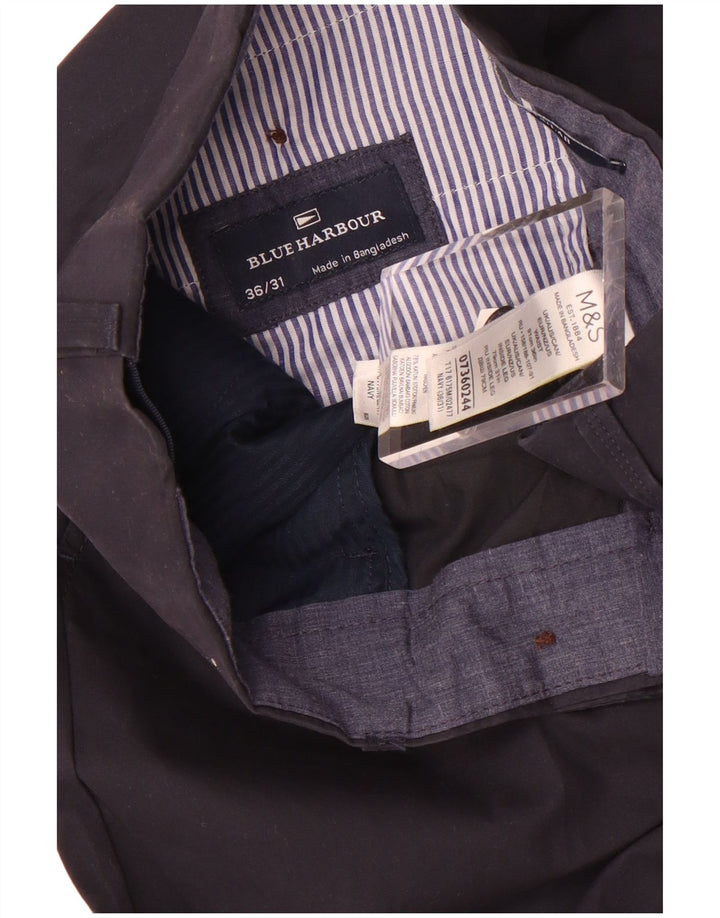 Marks & Spencer Mens Blue Harbour Slim Chino Trousers W36 L31 Navy Blue