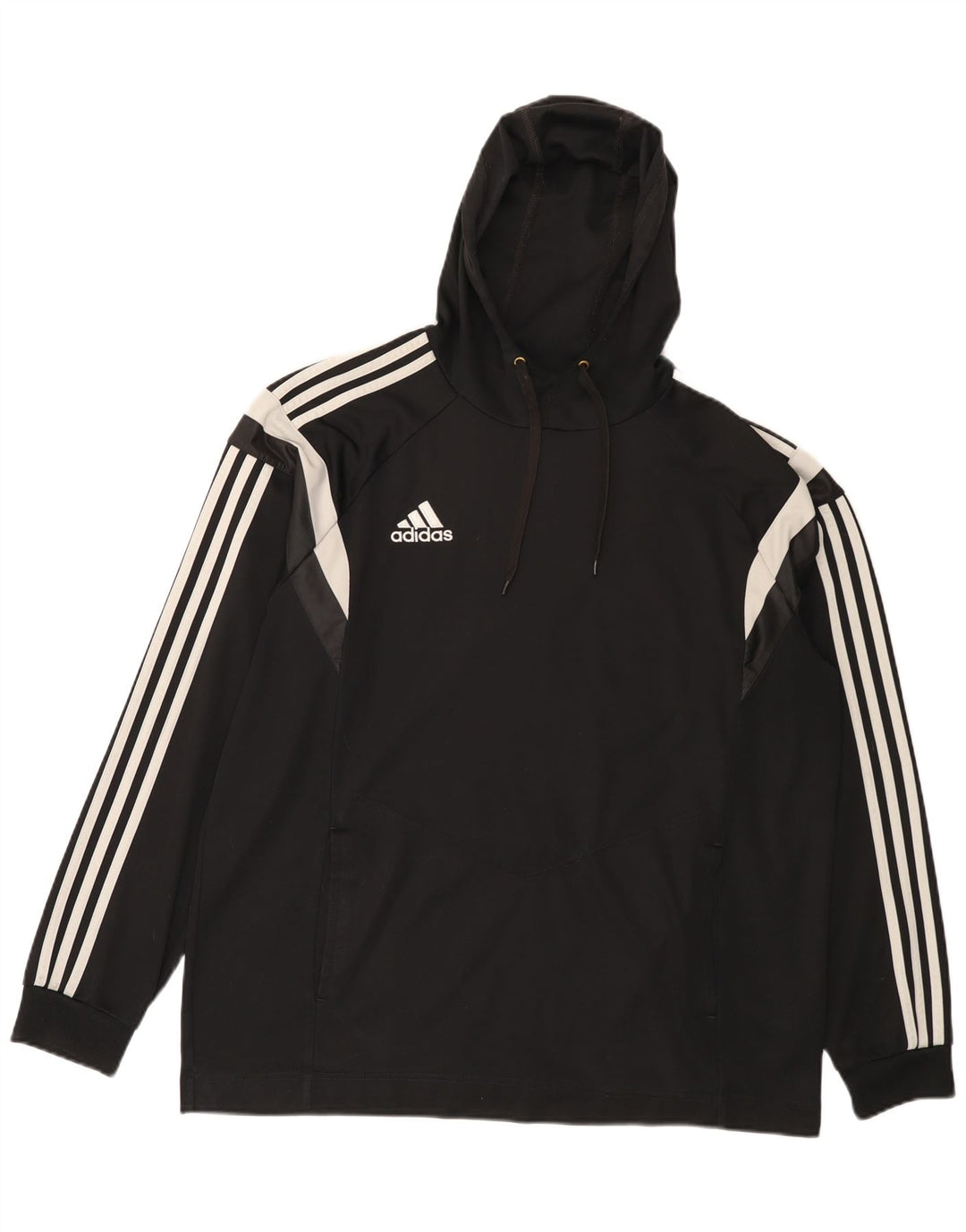 Adidas Mens Hoodie Jumper XL Black Colourblock Polyester