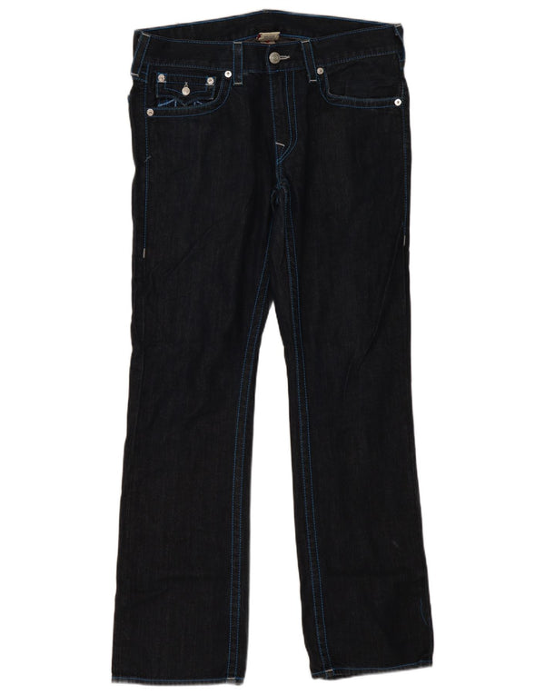 True Religion Mens Straight Jeans W33 L35 Navy Blue Cotton