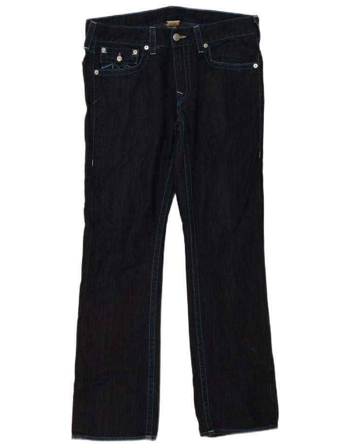 True Religion Mens Straight Jeans W33 L35 Navy Blue Cotton