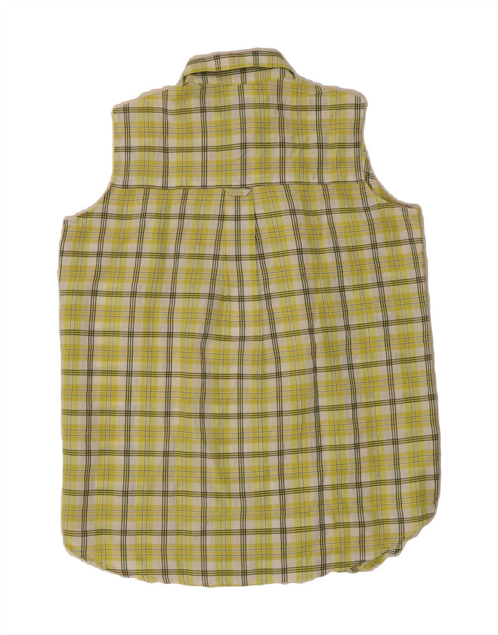 HENNES Womens Sleeveless Shirt EU 40 Medium Yellow Check Polyamide Vintage Hennes and Second-Hand Hennes from Messina Hembry 