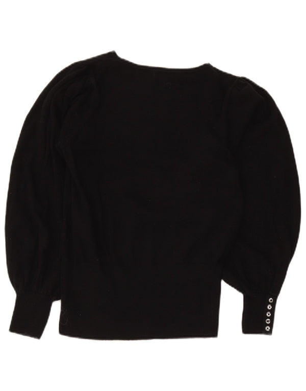 MINT VELVET Womens Boat Neck Jumper Sweater UK 8 Small Black Cotton