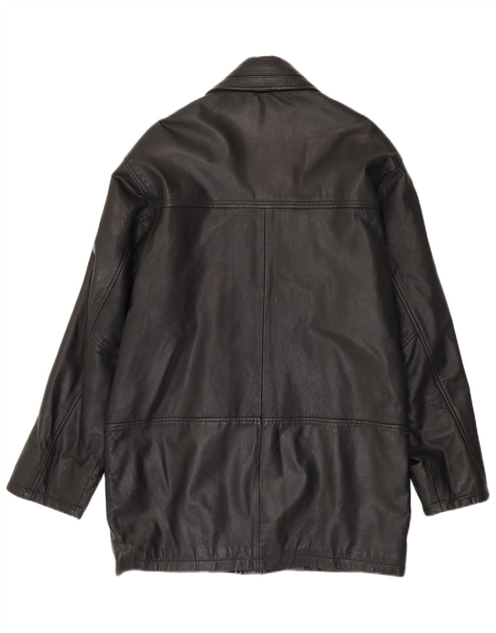 VINTAGE Mens Leather Coat Small Black Leather