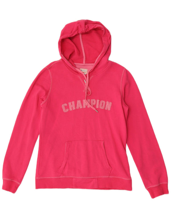 Champion Womens Heritage Fit Graphic Hoodie Jumper UK 14 Large Pink