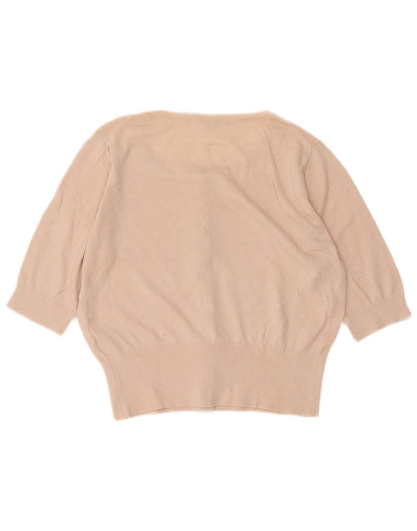 Boden Womens Crop Short Sleeve Cardigan Sweater UK 12 Medium Pink Cotton