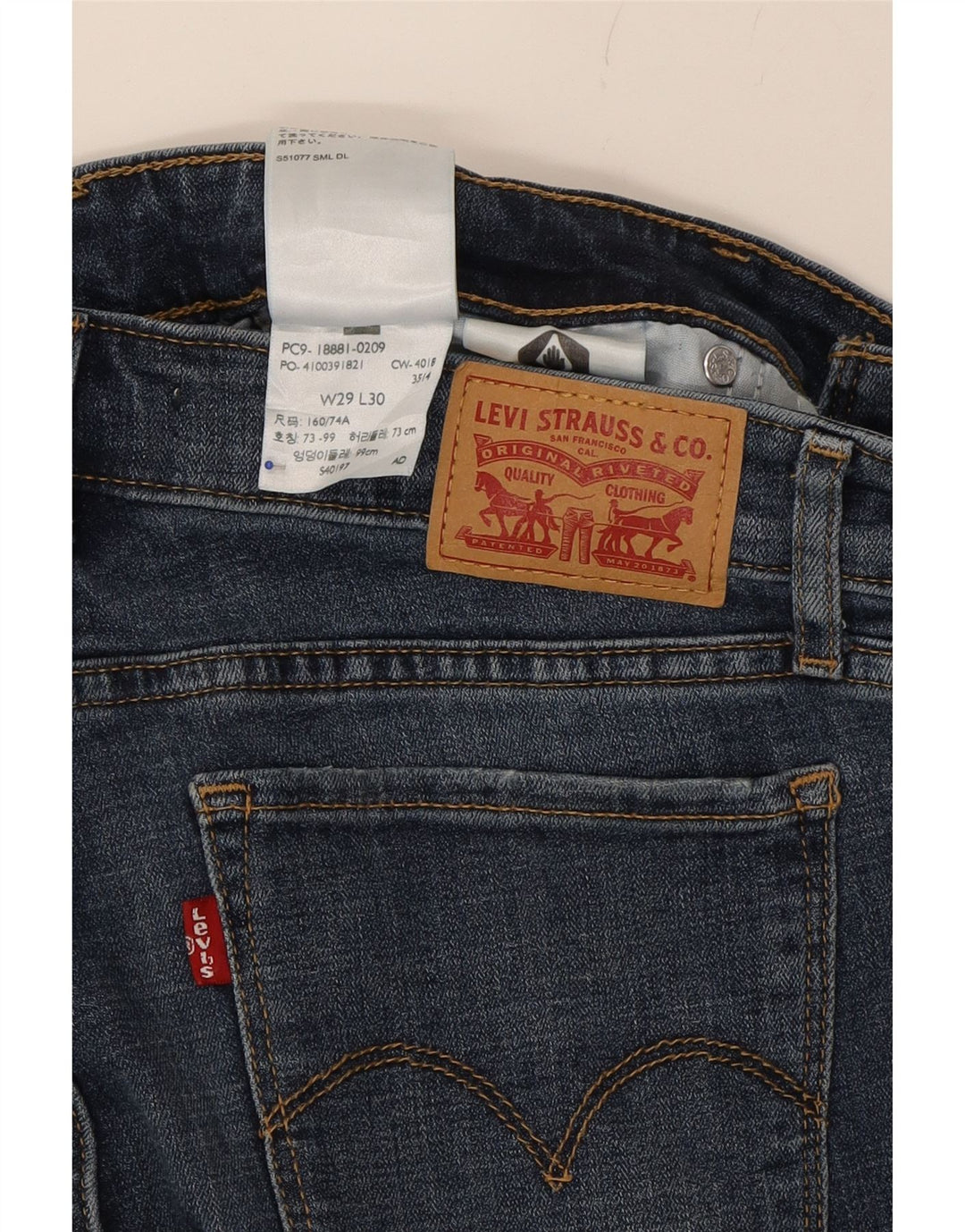 LEVI'S Womens Skinny Jeans W29 L30 Blue Cotton Vintage Levi's and Second-Hand Levi's from Messina Hembry 