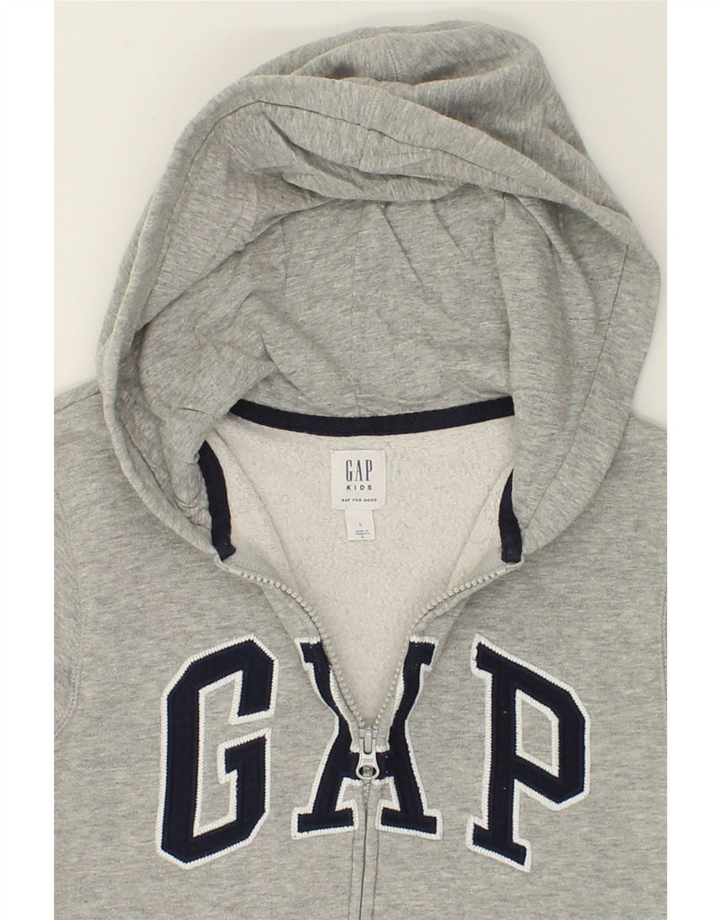 GAP Boys Graphic Zip Hoodie Sweater 8-9 Years Large Grey Cotton | Vintage Gap | Thrift | Second-Hand Gap | Used Clothing | Messina Hembry 