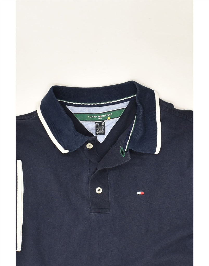 TOMMY HILFIGER Mens Golf Polo Shirt Medium Navy Blue Cotton | Vintage Tommy Hilfiger | Thrift | Second-Hand Tommy Hilfiger | Used Clothing | Messina Hembry 