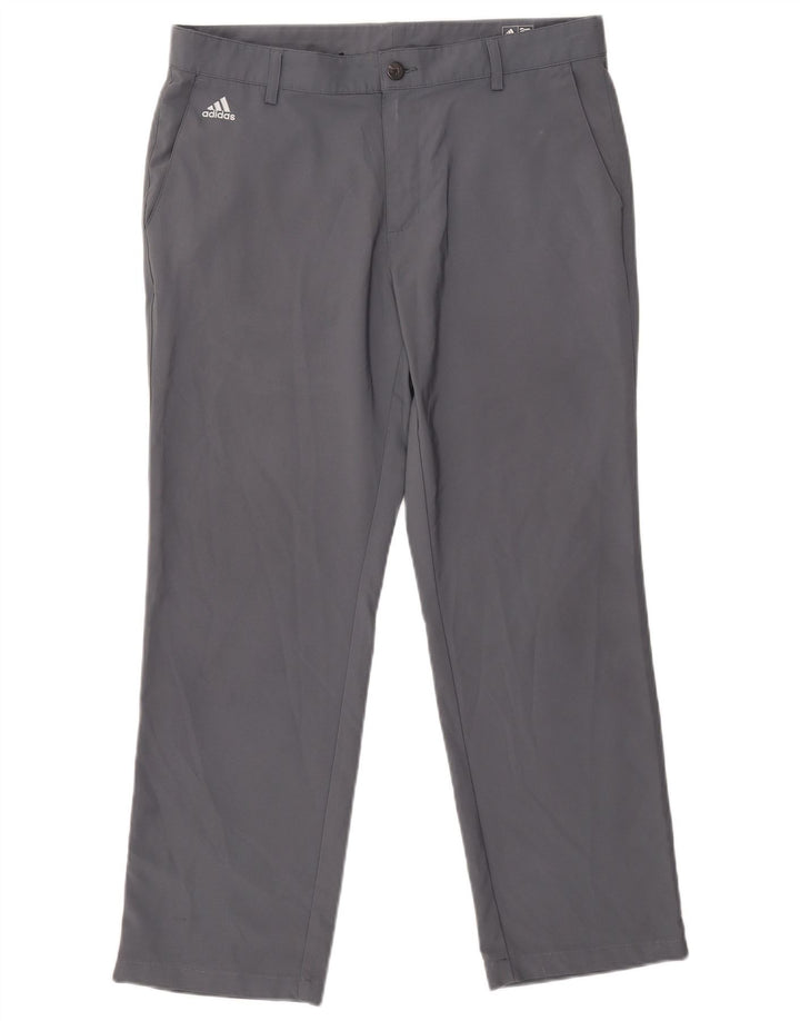 Adidas Mens Climalite Straight Chino Trousers W34 L30 Grey Polyester