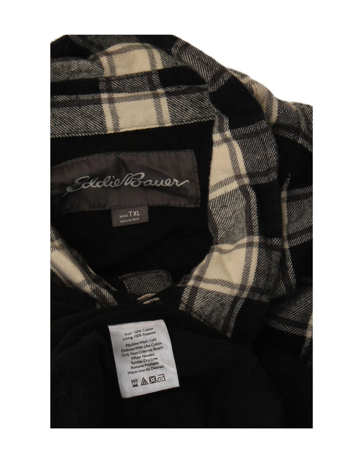 EDDIE BAUER Mens Tall Flannel Shirt XL Black Check Cotton