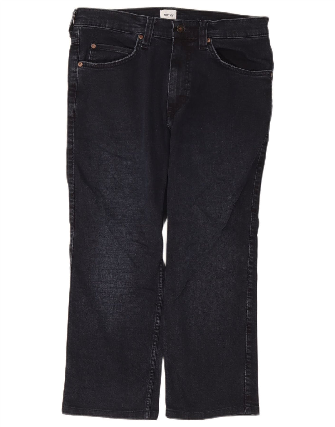 Mustang Mens Cropped Straight Jeans W34 L24 Navy Blue Cotton