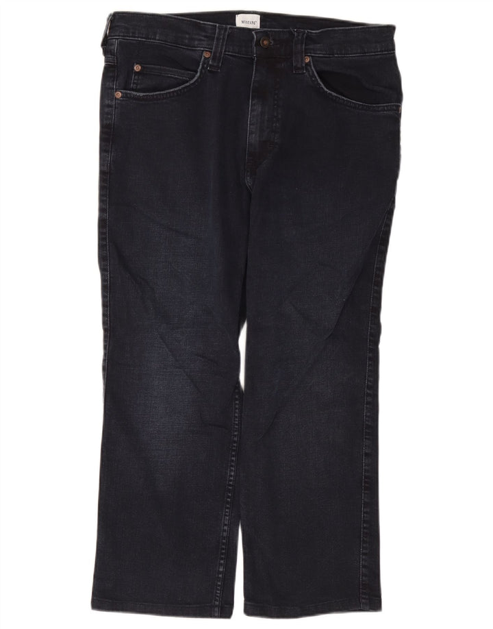 Mustang Mens Cropped Straight Jeans W34 L24 Navy Blue Cotton