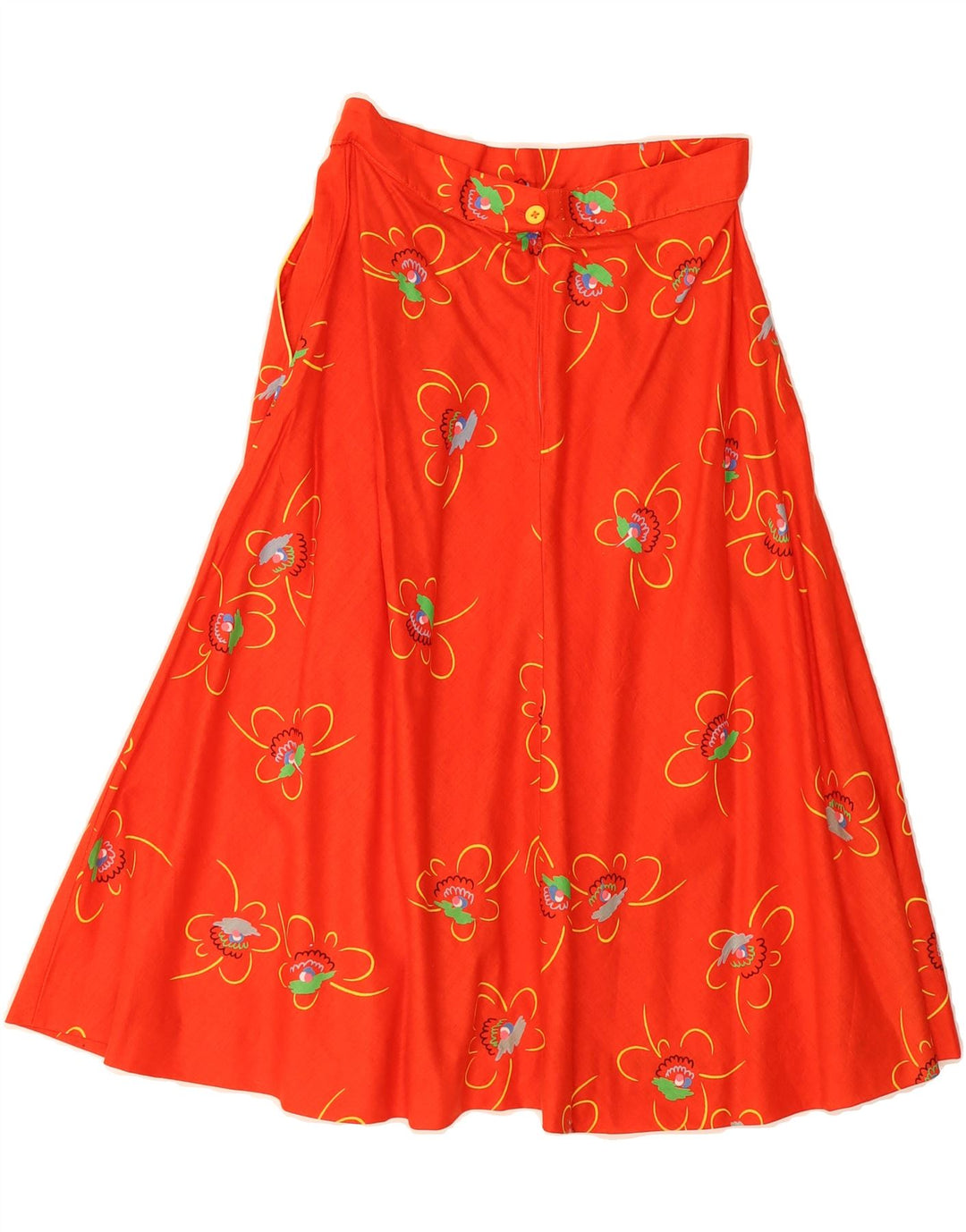 VINTAGE Womens A-Line Skirt W28 Medium Red Floral Cotton Vintage Vintage and Second-Hand Vintage from Messina Hembry 