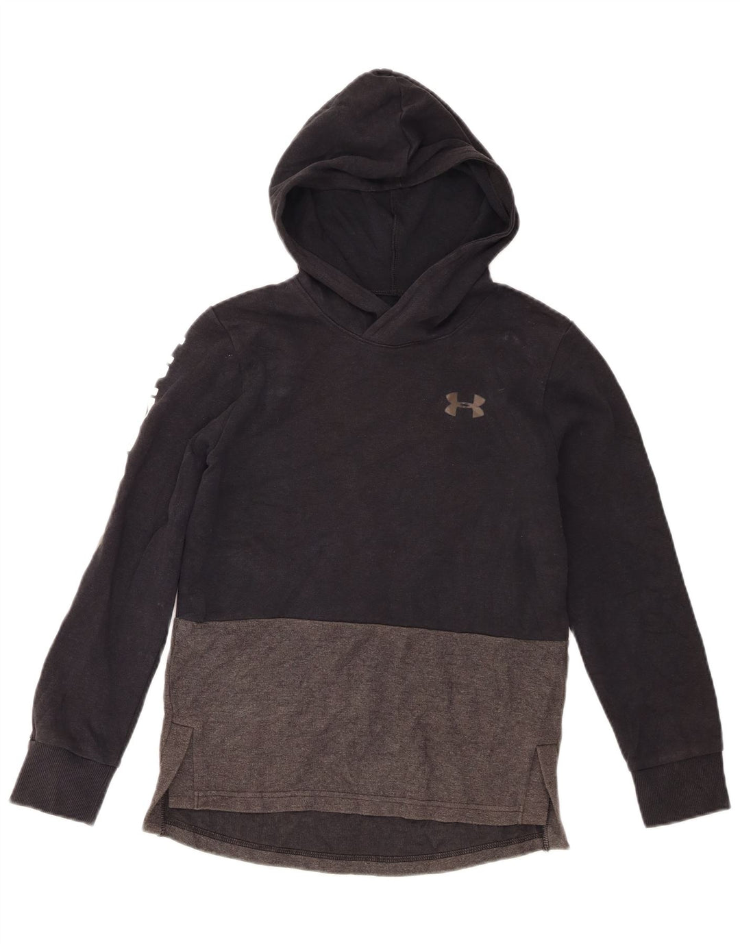 Under Armour Boys Graphic Hoodie Jumper 9-10 Years Medium Grey Colourblock
