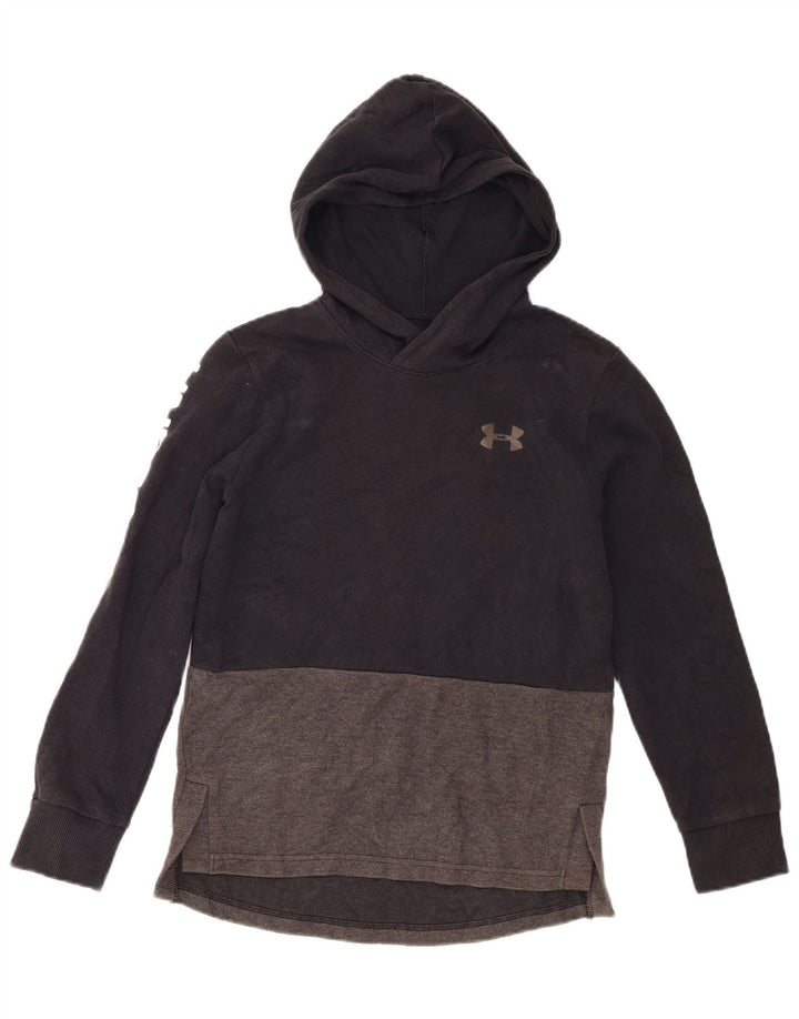 Under Armour Boys Graphic Hoodie Jumper 9-10 Years Medium Grey Colourblock