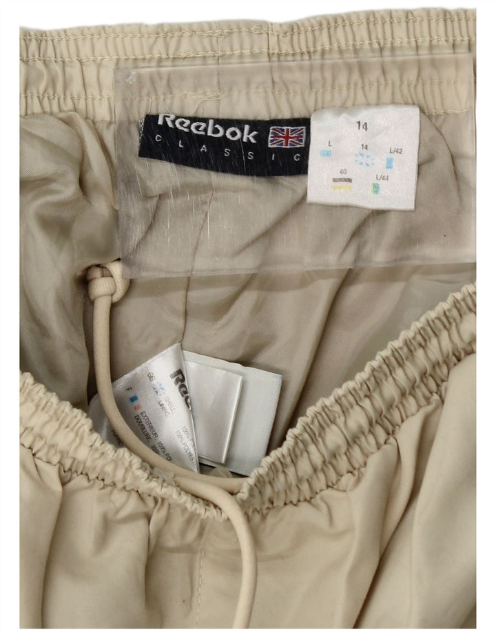 REEBOK Womens Tracksuit Trousers UK 14 Large  Beige Colourblock Polyester