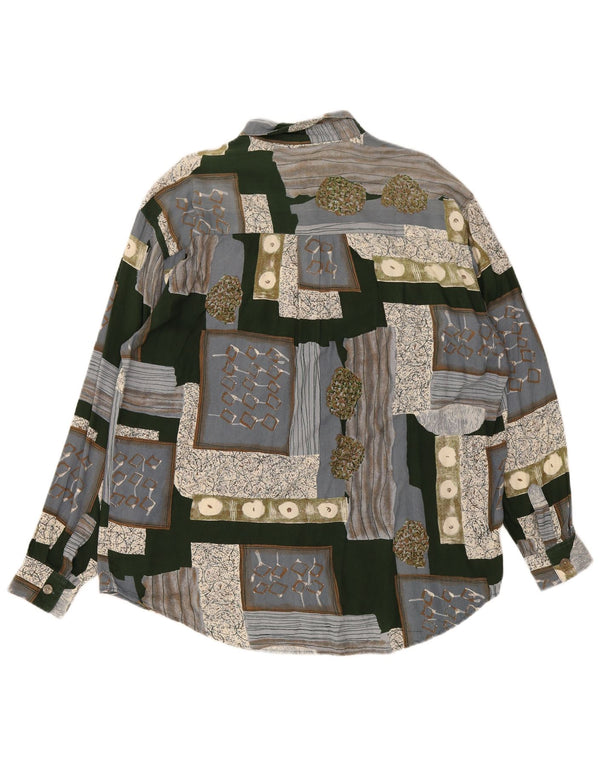 Happy Life Mens Shirt Size 43/44 XL Grey Patchwork Viscose
