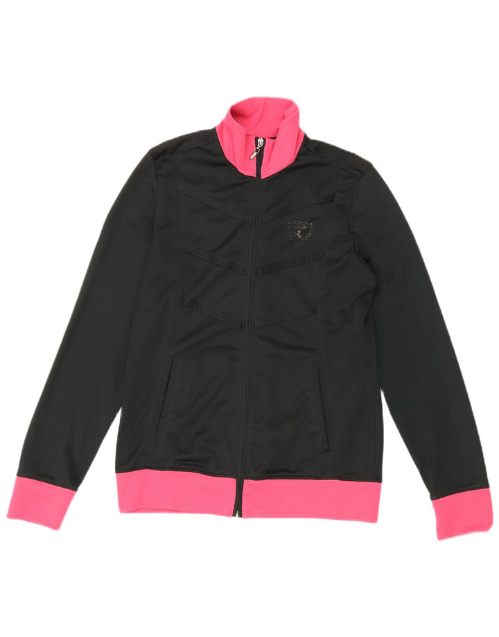 Lotto Womens Tracksuit Top Jacket UK 12 Medium Black Colourblock Polyester