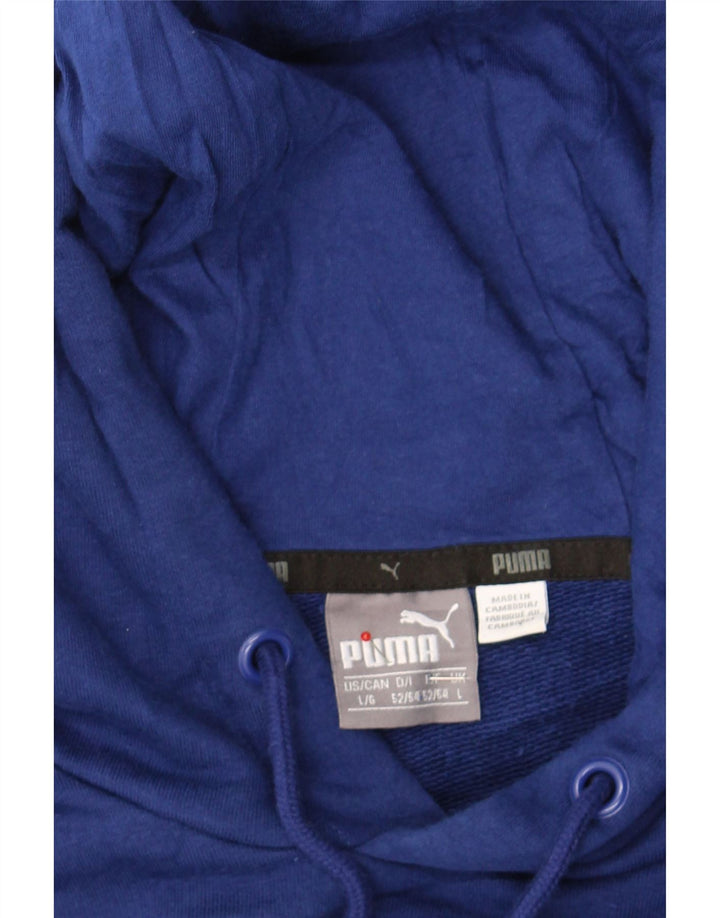 PUMA Mens Graphic Hoodie Jumper Large Blue Vintage Puma and Second-Hand Puma from Messina Hembry 