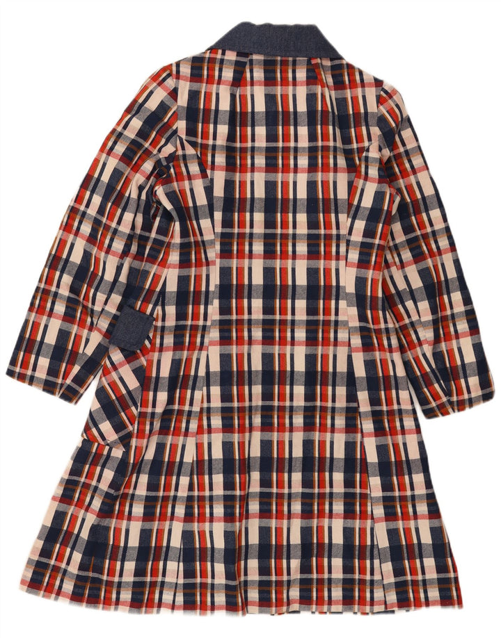 Vintage Womens Overcoat UK 8 Small Navy Blue Check