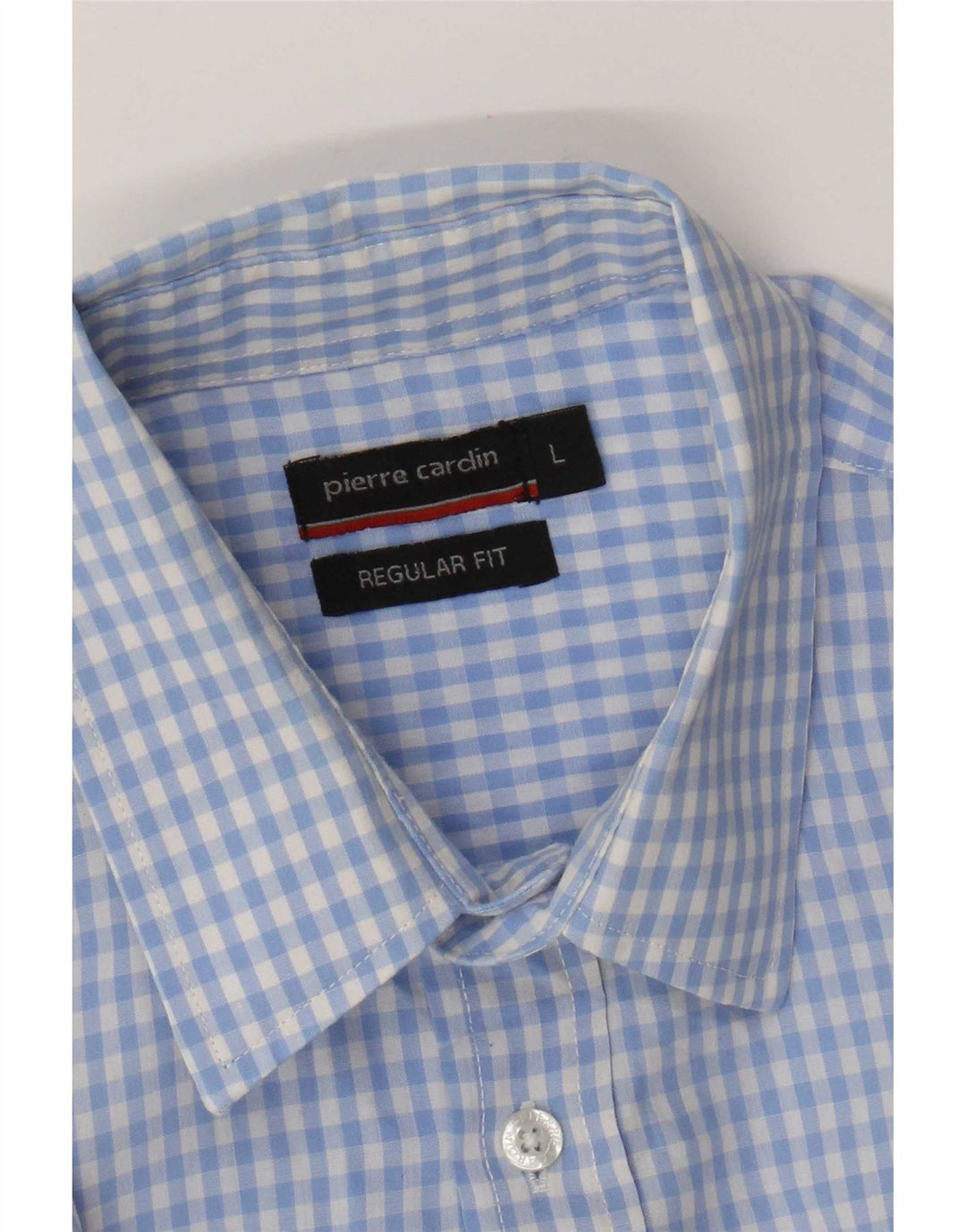 Pierre Cardin Mens Short Sleeve Regular Fit Shirt Large Blue Gingham