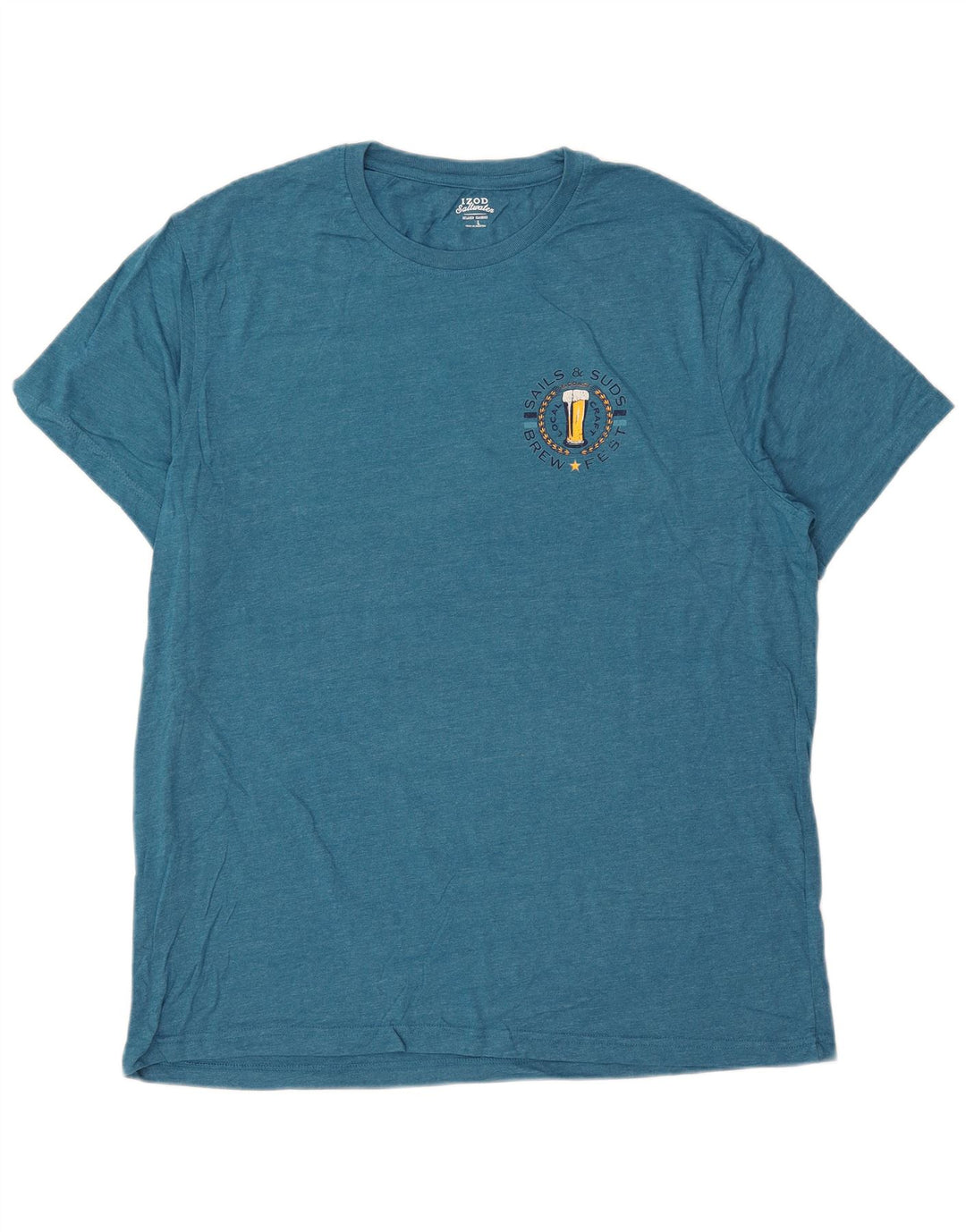 Izod Mens Salt Water Graphic T-Shirt Top Large Blue Cotton