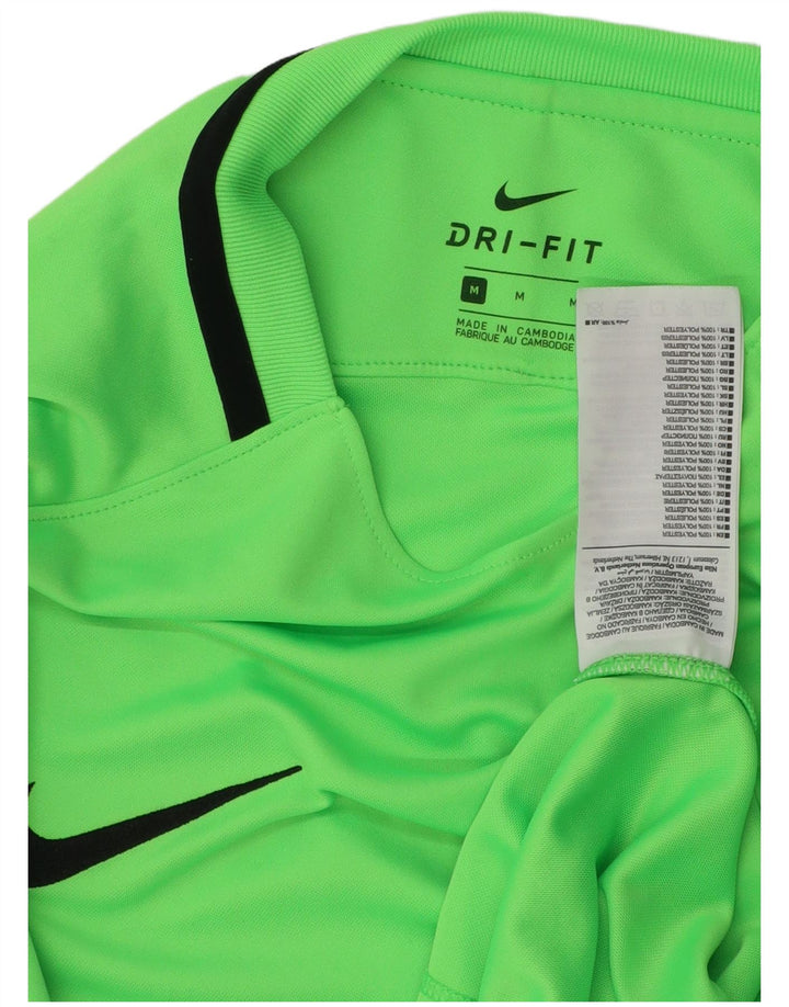 Nike Mens Dri Fit Top Long Sleeve Medium Green Colourblock Polyester
