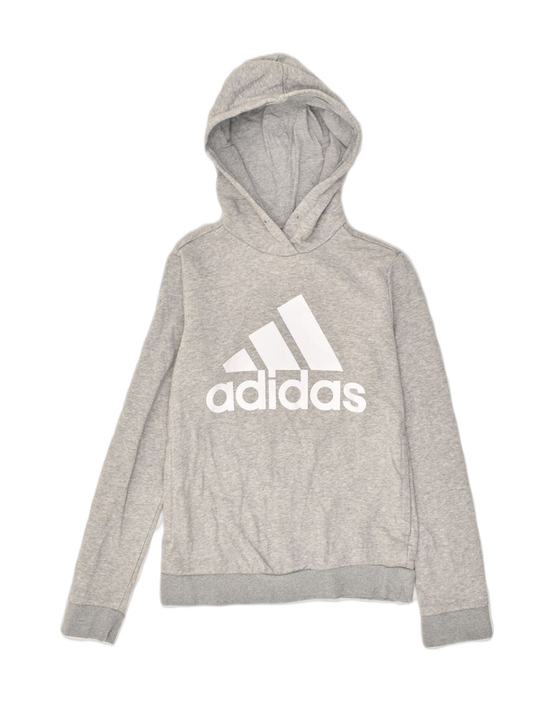 ADIDAS Womens Graphic Hoodie Jumper UK 4/6 XS Grey Cotton | Vintage Adidas | Thrift | Second-Hand Adidas | Used Clothing | Messina Hembry 