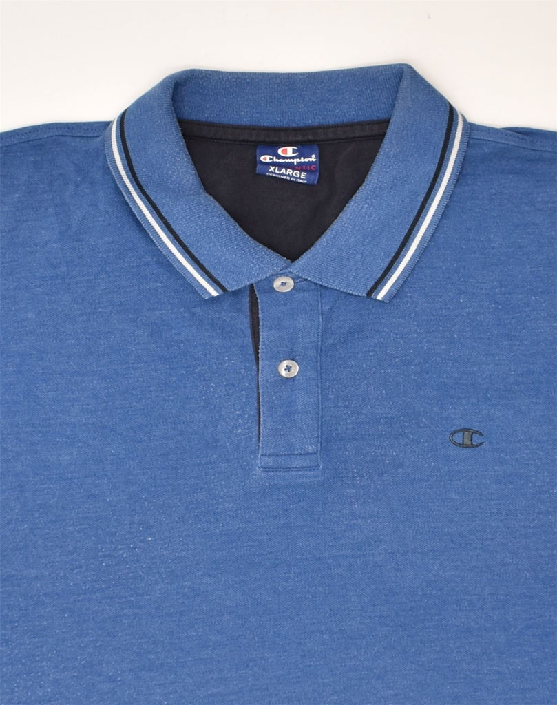 CHAMPION Mens Slim Polo Shirt XL Blue | Vintage Champion | Thrift | Second-Hand Champion | Used Clothing | Messina Hembry 