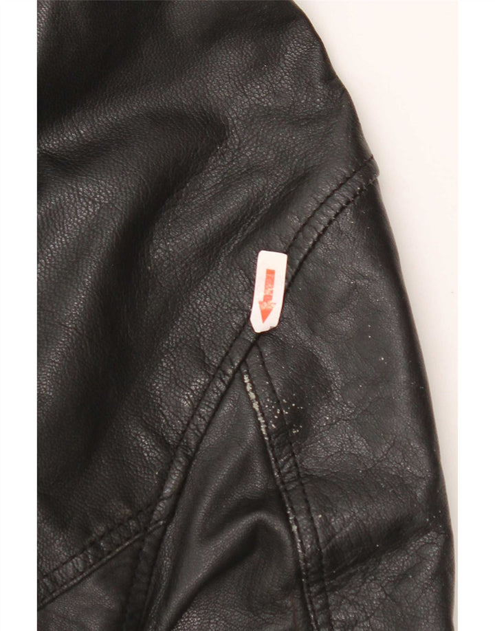 Only & Sons Mens Leather Biker Jacket UK 40 Large Black